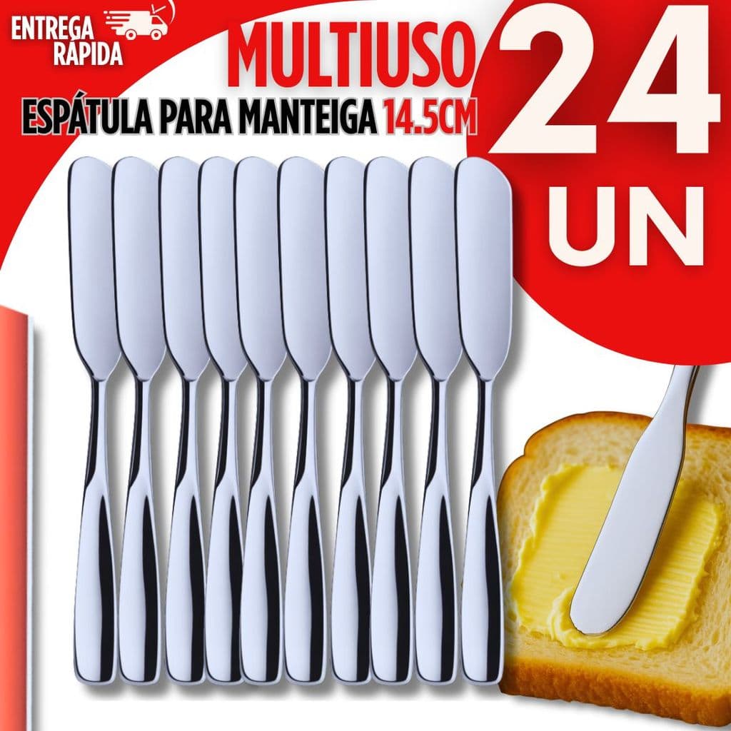 Kit Espátulas Premium em Aço Inox Ideal para Manteiga, Patês e Cremes Utensílios Espátula Inox