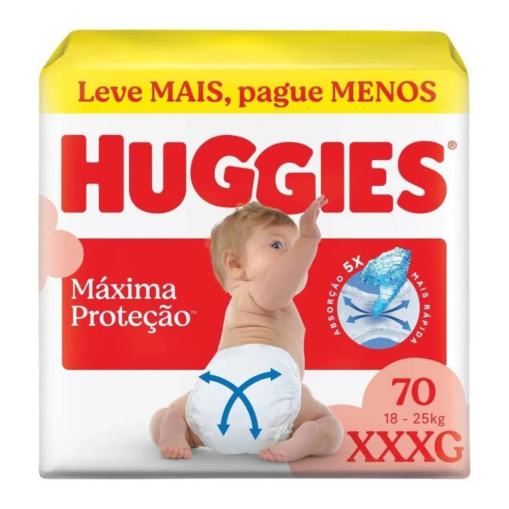 Fralda Huggies Maxima Protecao Xxxg Max 70 Unidades