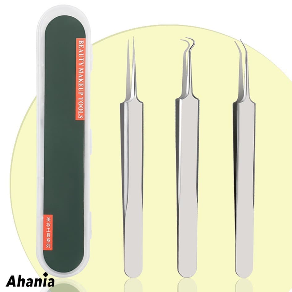 Pinça de Cravo e Espinhas da Ponta Reta/Meio Curvo/Curvada de Aço Inoxitavel Aplicador Profissional de Cílios