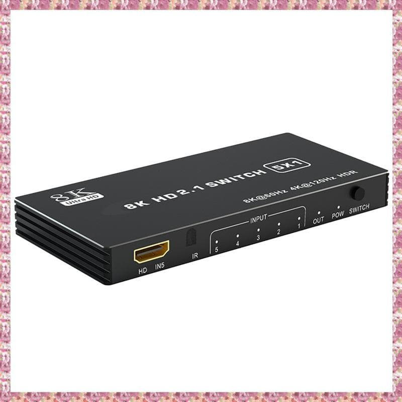 (Zsqa) 8K-Compatível 2.0 5 Em 1 Divisor De Interruptor De Saída 120Hz 5 Portas HD 4K 120Hz-Comutador CEC 48gbps