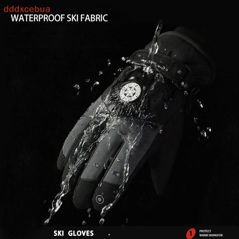 [dddxcebua] Luvas De Esqui Unissex De Inverno Para Snowboard , Couro PU , Tela Sensível Ao Toque Antiderrapante , À Prov