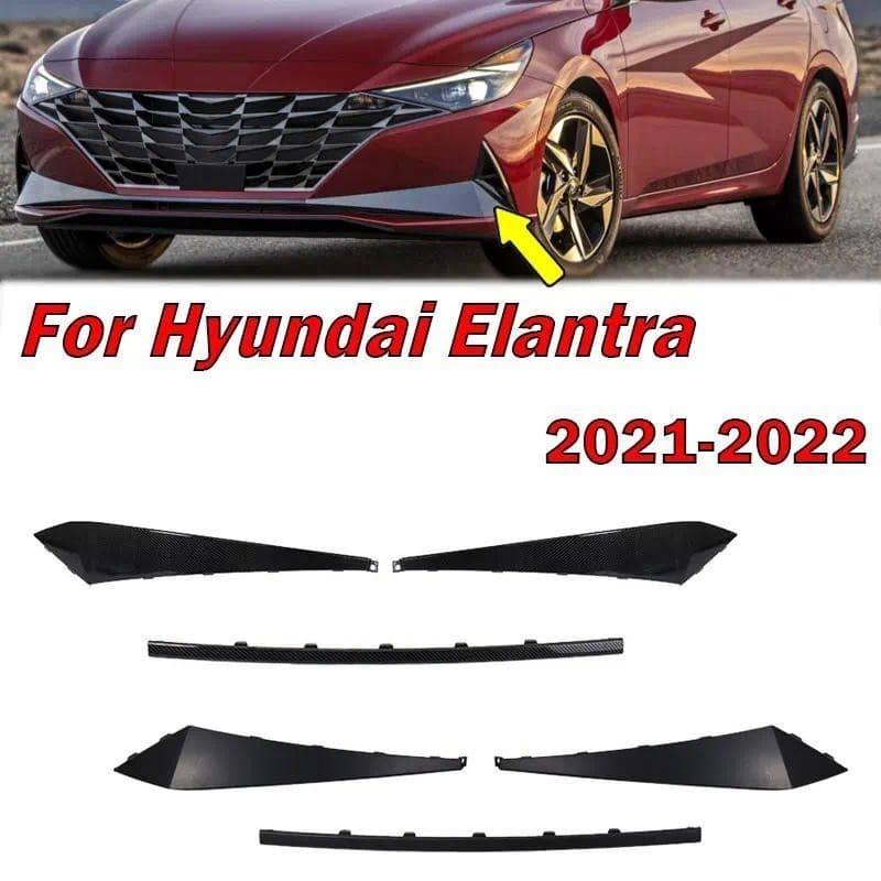 Acessórios Externos Do Para-Choque Inferior Dianteiro Automático Hyundai Elantra 2021 2022 Preto/Fibra De Carbono Enfeit