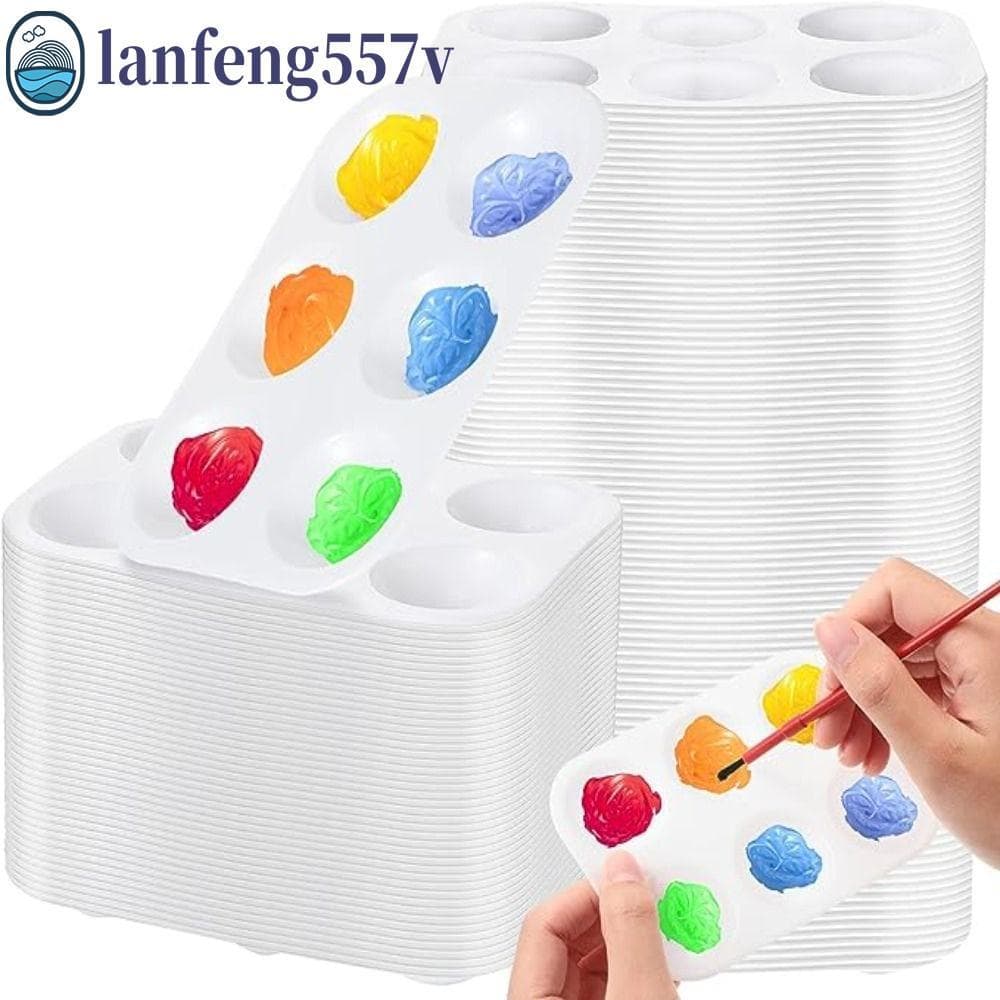 LANFENG 10 Pcs Paleta De Aquarela , Bandeja De Pintura Retangular Branca , Artística De 6 Poços Redondos