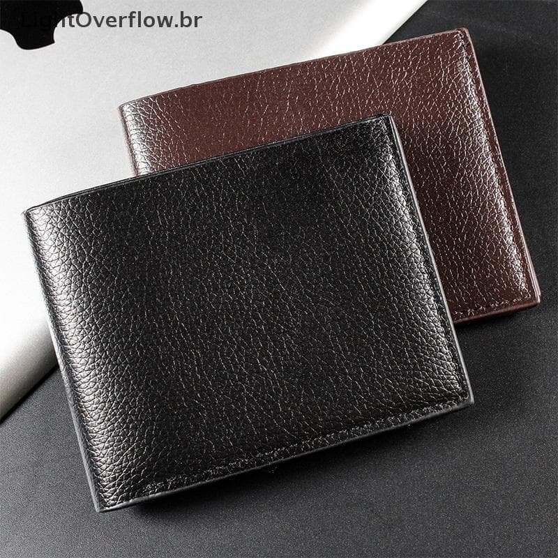 Carteira Masculina De Couro PU , Curta De Duas Dobras , Vários Cartões , Dinheiro Fino , Porta-De Identificação De Crédi