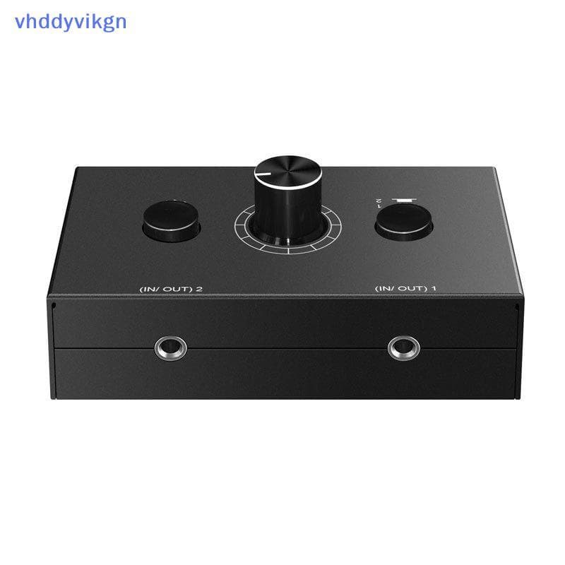 VHDD 2 Vias 3.5mm Switcher De Áudio Estéreo Bidirecional Interruptor Divisor Caixa 2 Em 1 Saída 1 2 Saídas Com Botão Mud