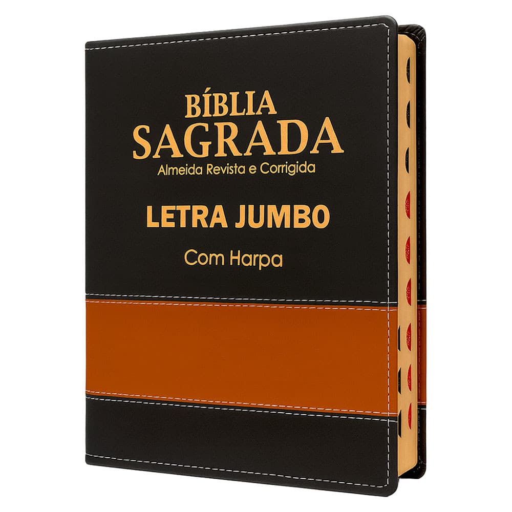 Bíblia Sagrada Letra Jumbo - LUXO Bicolor - Preta e Caramelo