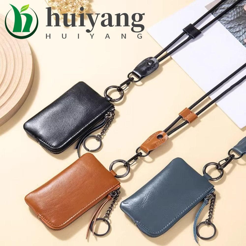 HUIYANG Carteiras Penduradas No Pescoço , Mini Bolsa De Moedas Retrô PU , Porta-Cartões Portátil Macio E Requintado Vint