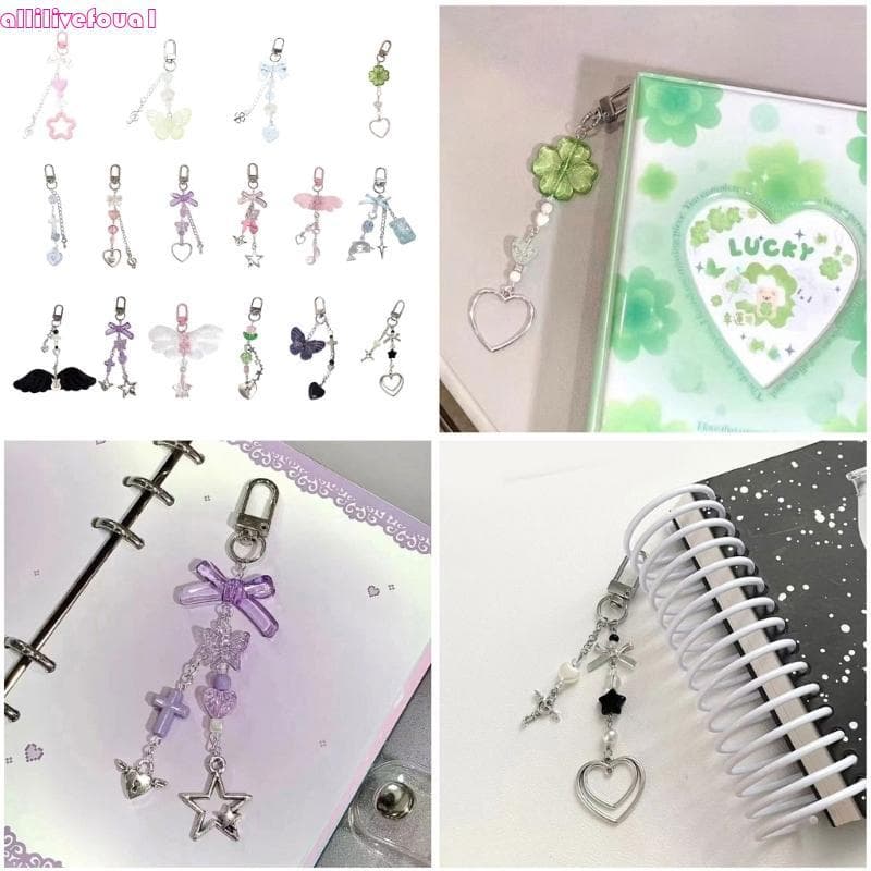 allilivefoua1 Bonito Coração Estrela Frisada Chaveiro Pingente Lindas Decorações Charme