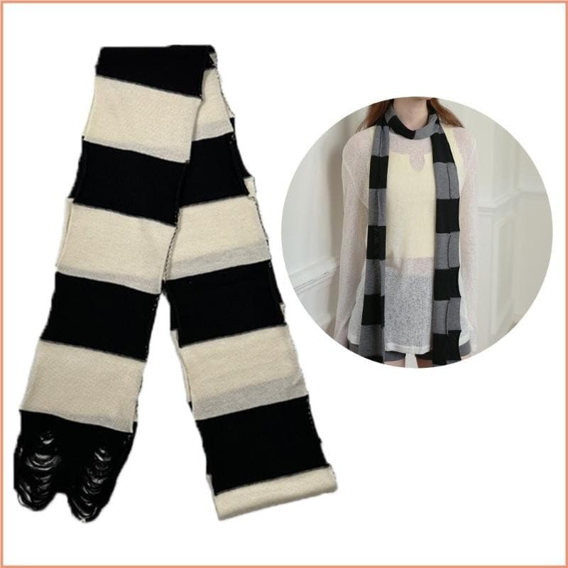 Yao Lenço Listrado Malha Para Adolescentes Meninas Outono Cachecóis Respiráveis Estudantes Acampamento