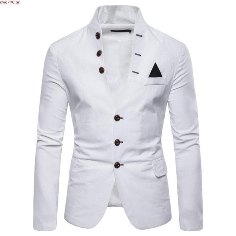 Blazer m Masculino Gola Alta Manga Longa Com 3 Botões