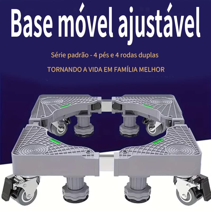 Suporte para Geladeira e Máquina de Fogão Inox: Base Móvel com Rodinhas Flexível Carrinho Doméstico