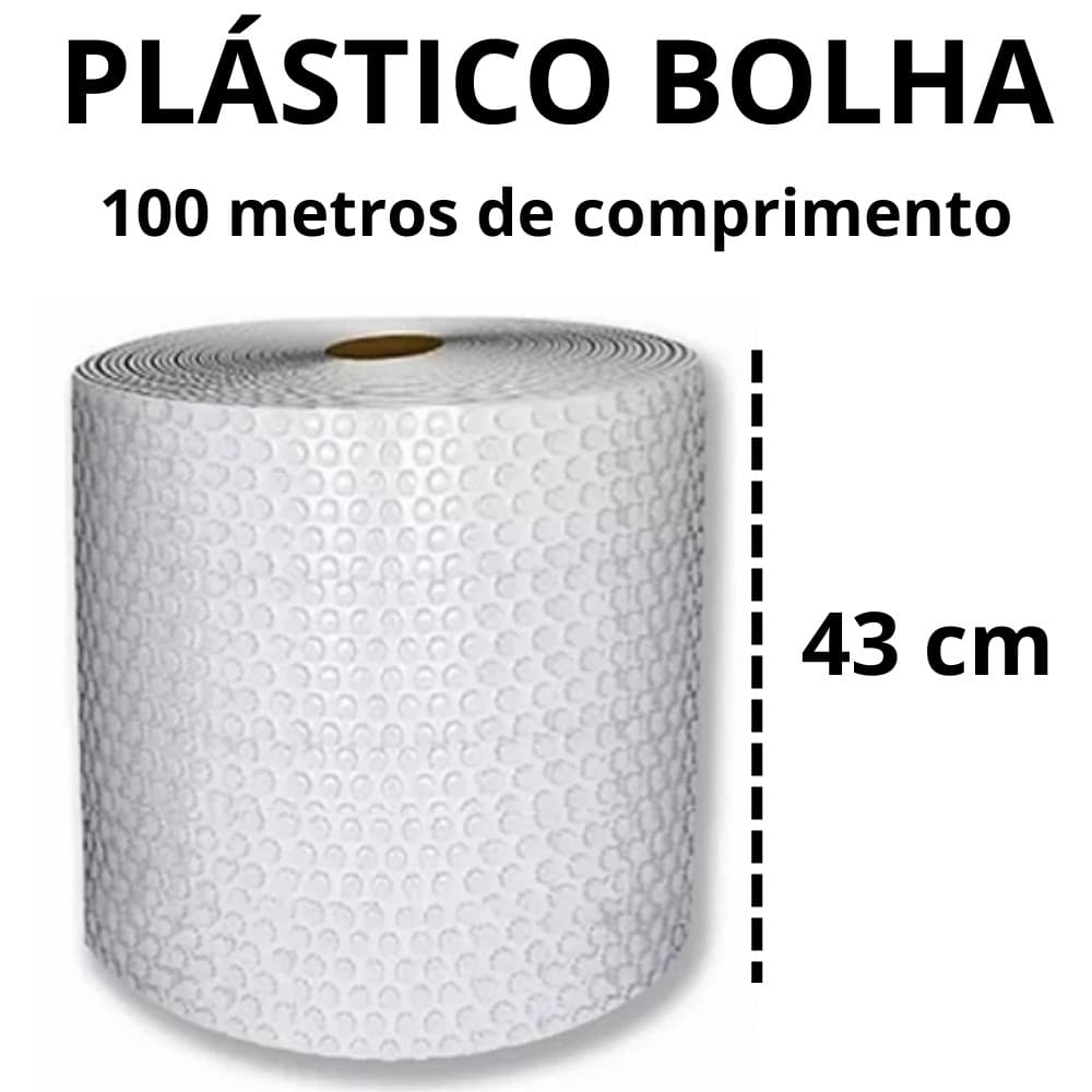 Bobina Plástico Bolha 43cm X 100 Mts 25 micras Alta Qualidade com Proteção Ideal