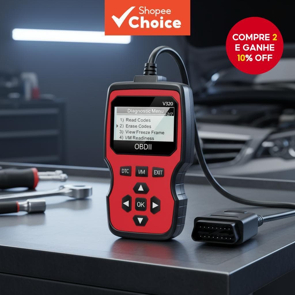  Scanner Diagnóstico Automotivo OBD2 16 Pinos, Detector de Falhas do Motor, Compatível com Todos os Veículos Pós-1996,