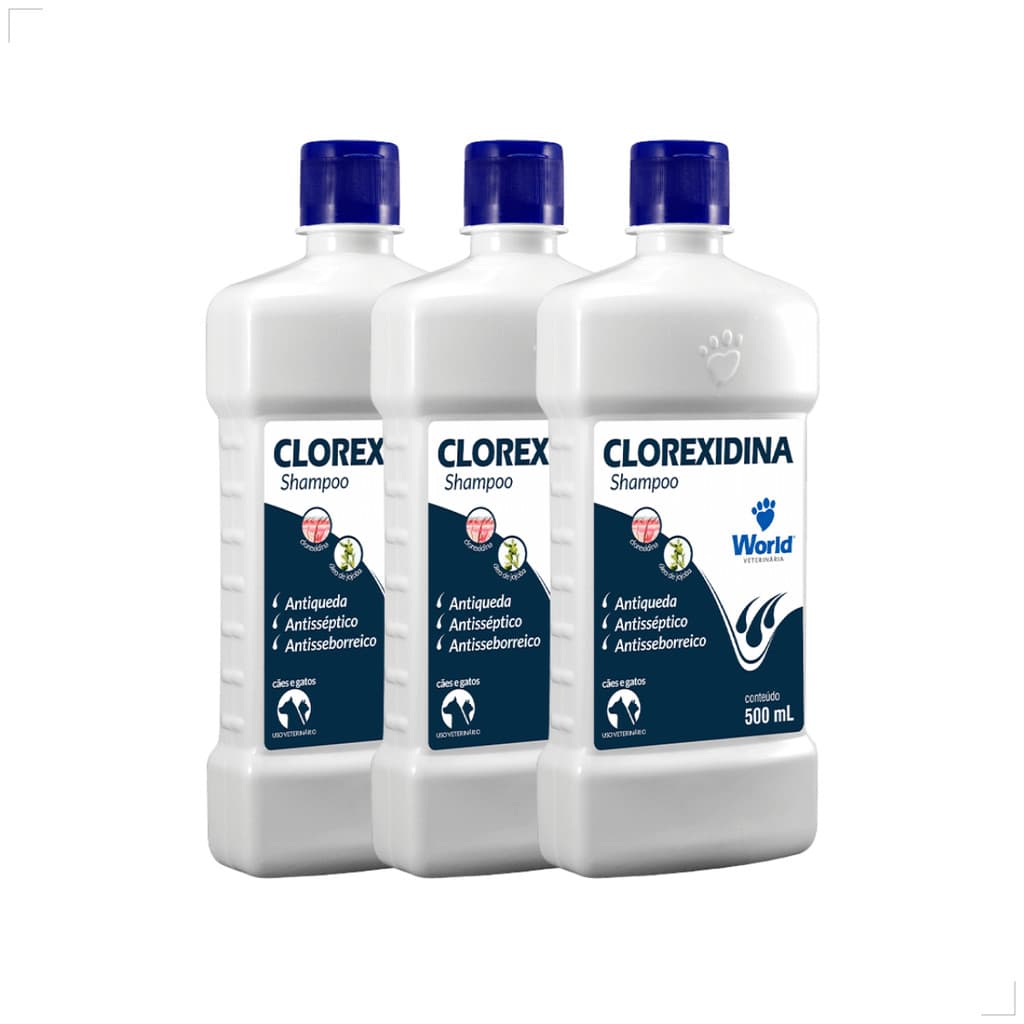 Kit 3 Shampoo Clorexidina Dugs Cães Anti Queda 500ml