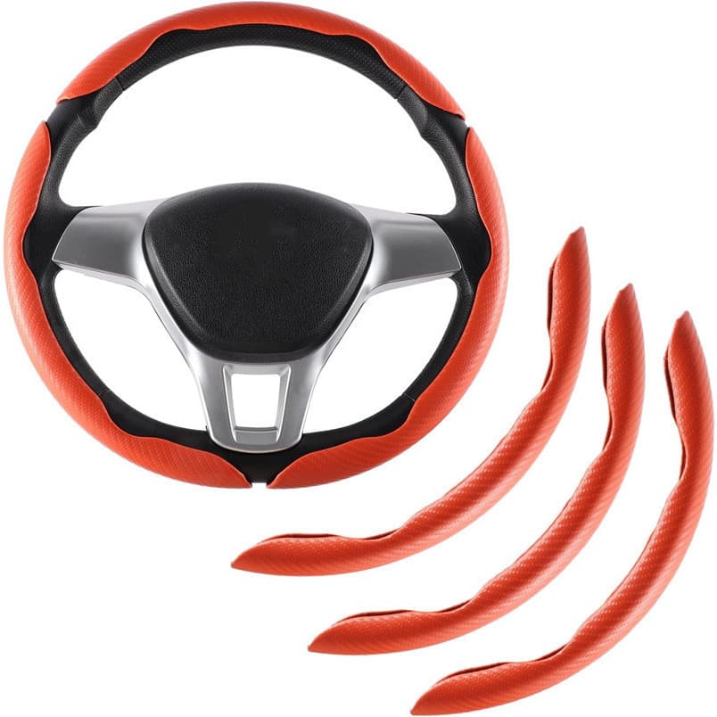 Fivela de energia ultrafina antiderrapante padrão de fibra de carbono capa de volante de carro camurça capa protetora de