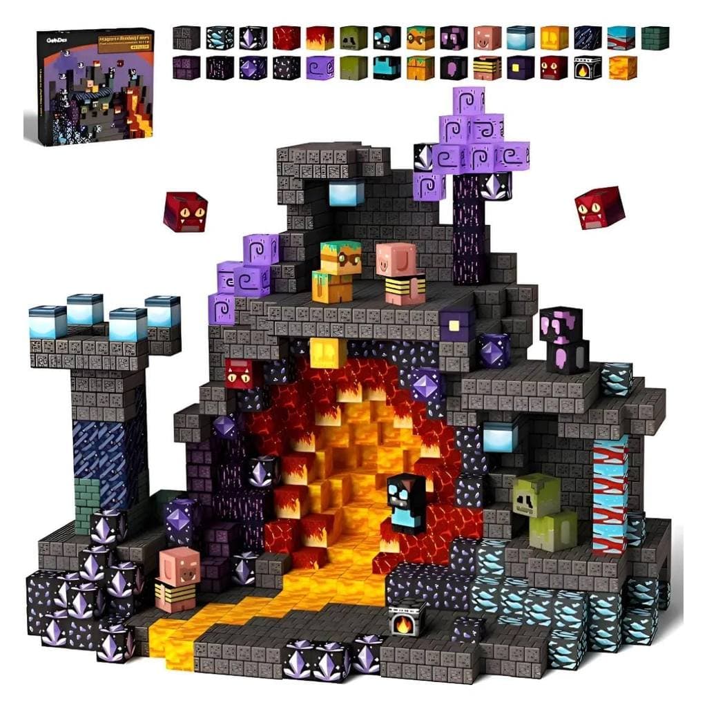 Kit Educativo 100 Blocos Magnéticos 3D Brinquedo Criativo Cenários Pixel Divertidos