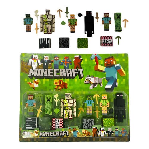 Bonecos Minecraft Articulados + Acessorios Minicraft 19 Pç