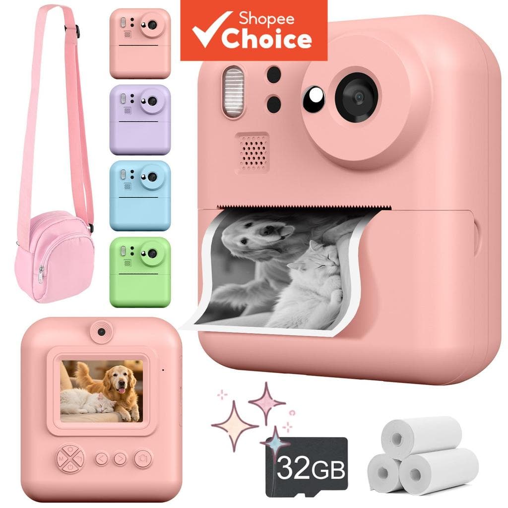  Câmera Instantânea HD para Crianças, Design Compacto e Portátil, Gravação de Vídeo 1080P, Filtros, Papel de Impressão