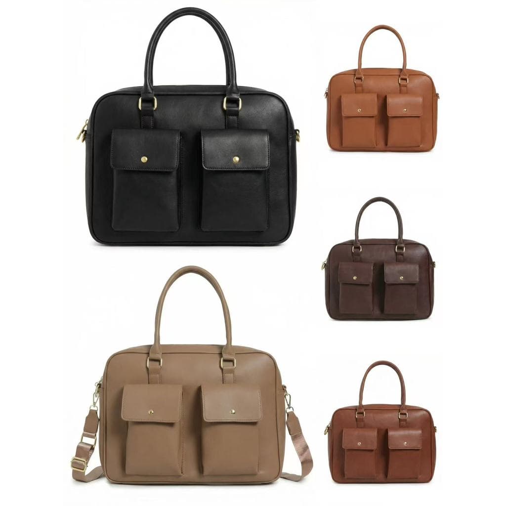 Bolsa para Notebook Feminina 15.6 Couro PU Elegante Pasta Executiva Trabalho Grande Capacidade