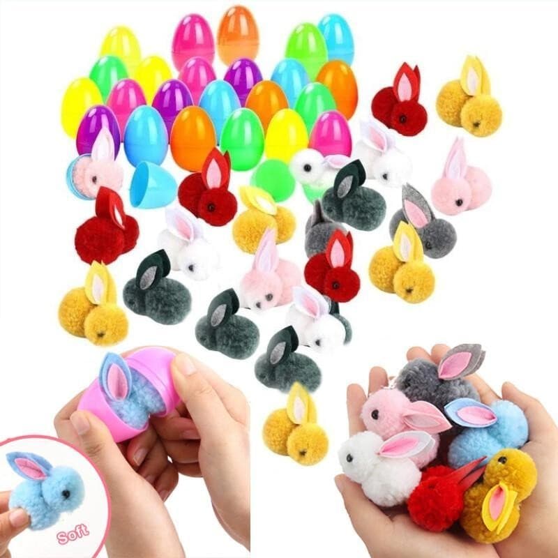 12/24 Pçs Ovo Surpresa De Páscoa Presente + Coelho Decoração Mini De Pelúcia Crianças Brinquedo Conjunto