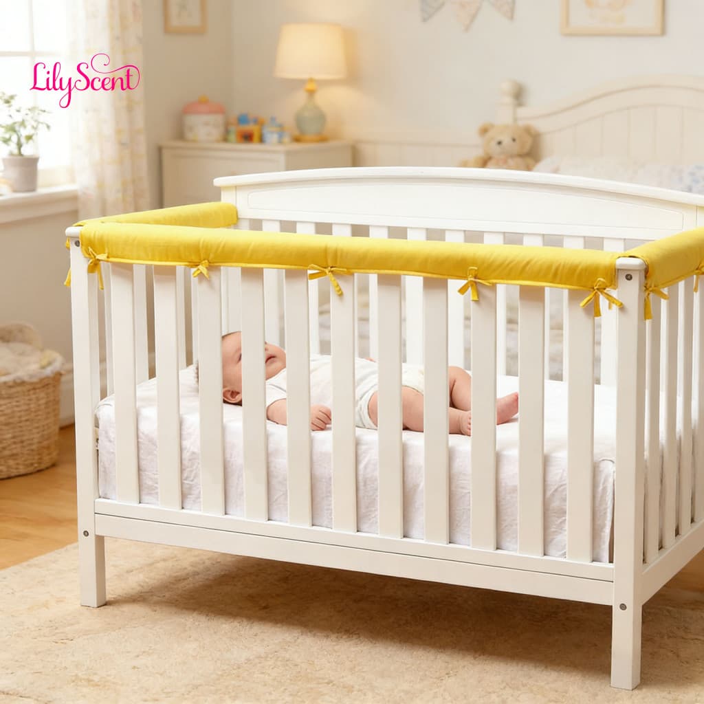 Teething Edge Crib Cover Bumper Strip 3pcs Baby Protector Soft Padding Rail Guard for Head Teeth Safety Nursery Bedding 