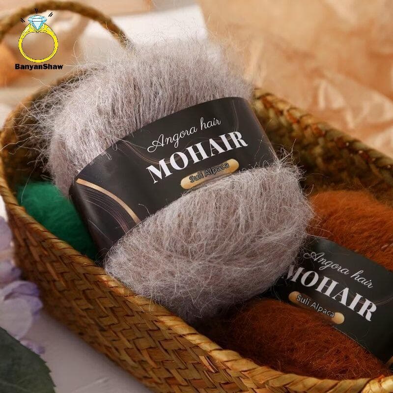 [BANY] 2 Peças Multicoloridas Alpaca Mohair Gradiente Tingido Tricotado À Mão Padrão Médio-Tei Xale/Lanche De Lã Para Be
