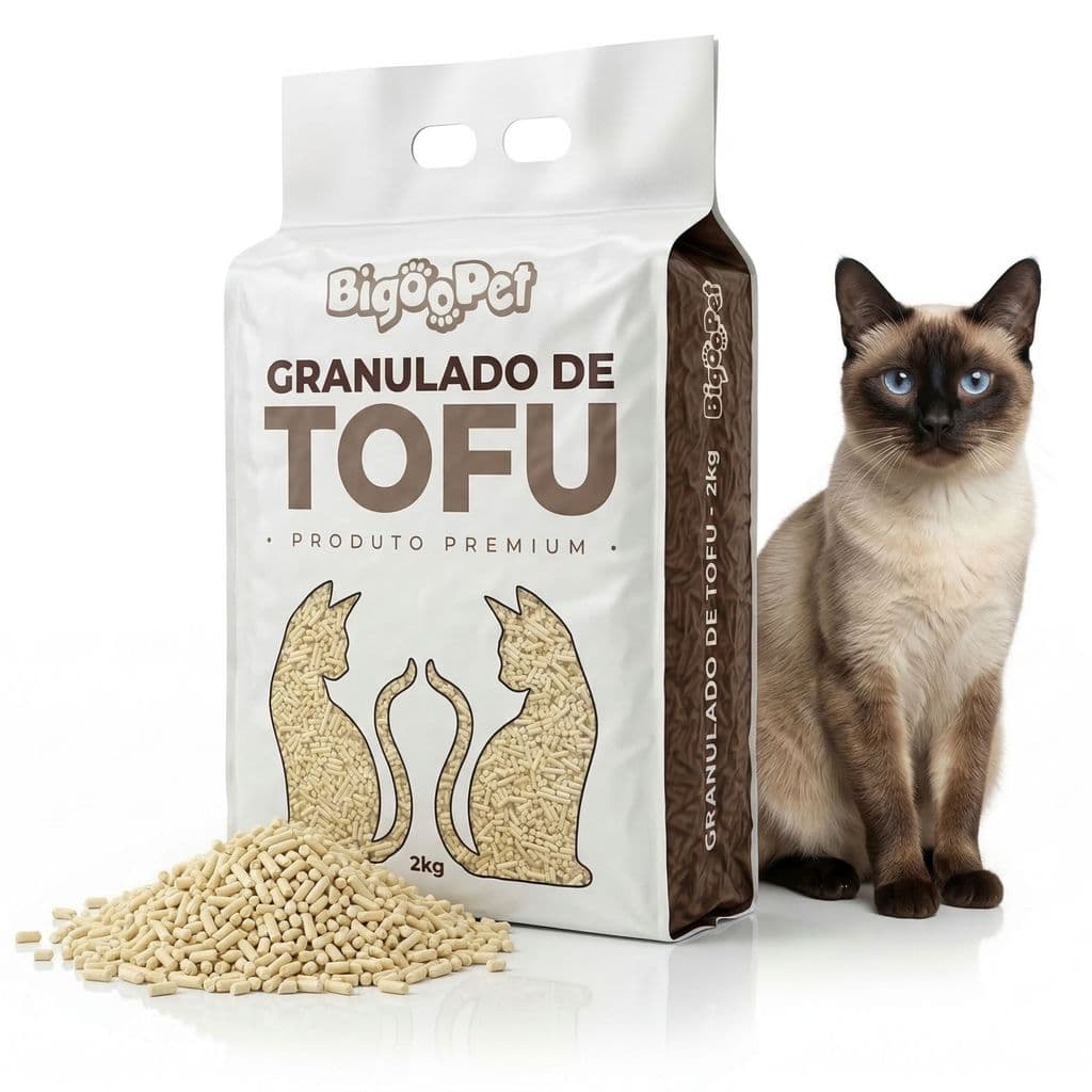 Areia Para Gato 2Kg Biodegradável Granulado de Tofu Premium - Descarta no Vaso, Elimina Cheiros