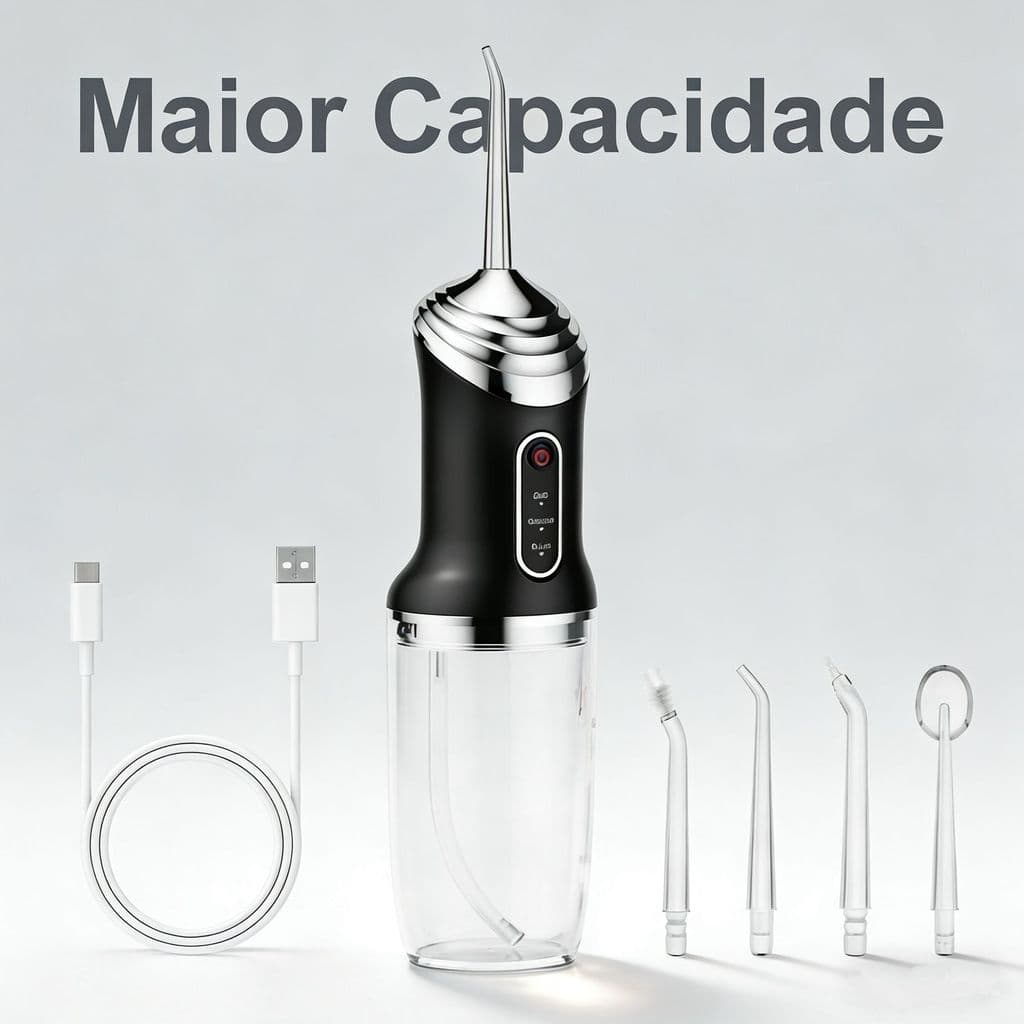 Irrigador Oral Limpeza Bucal Jato de Água Water Flosser Recarregável Portátil