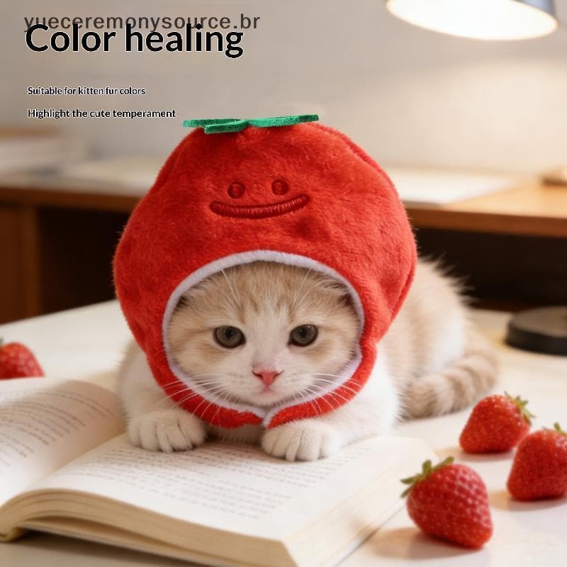 # yuece Chapéu De Pelúcia De Frutas Para Gatos De Estimação , Capa Criativa Fofa Cabeça De Animais Fantasia Engraçada , 