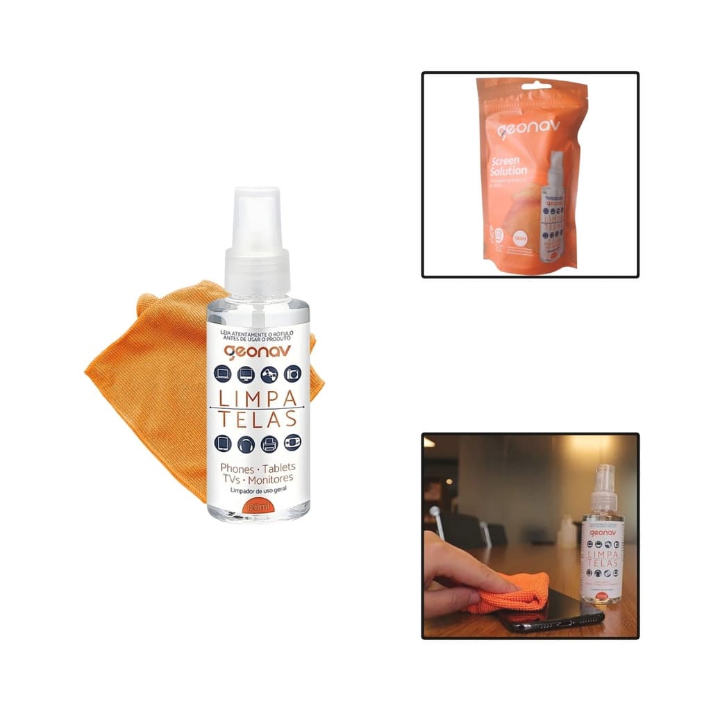 Kit Limpa Telas Multiuso Com Pano De Microfibras 120Ml