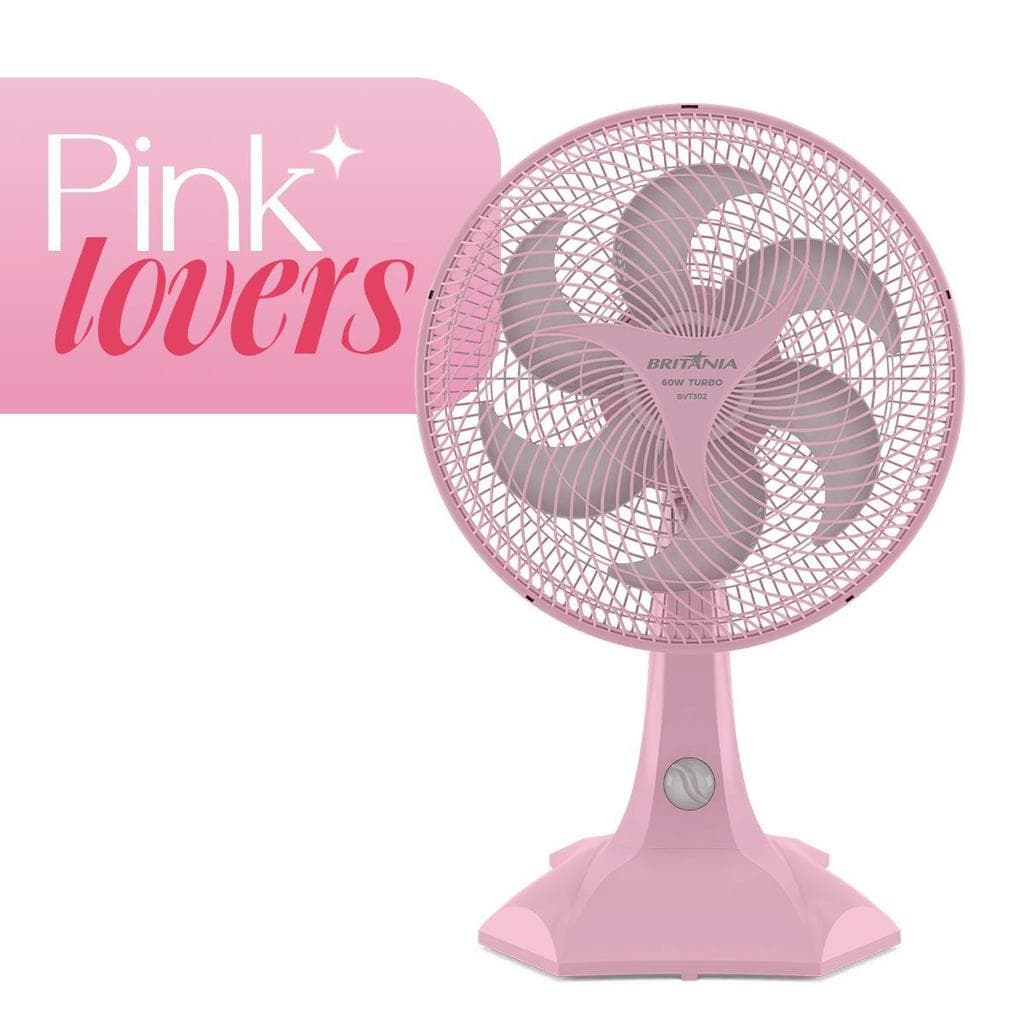 Ventilador Rosa 2 em 1 Britânia 6 Pás Maxx Force 60W BVT302
