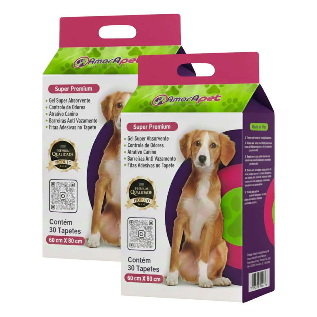 Tapete Higiênico para Cachorro Super Premium 80x60cm 60 Unidades Promoção Branco