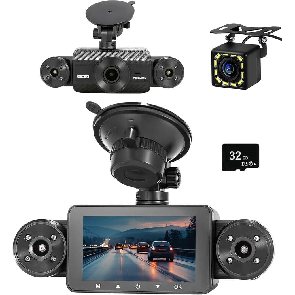 Câmera Veicular de 4 Canais 360 °   Visualização, Inclui Suporte para Câmeras Frontal e Traseira Esquerda e Direita, Gra