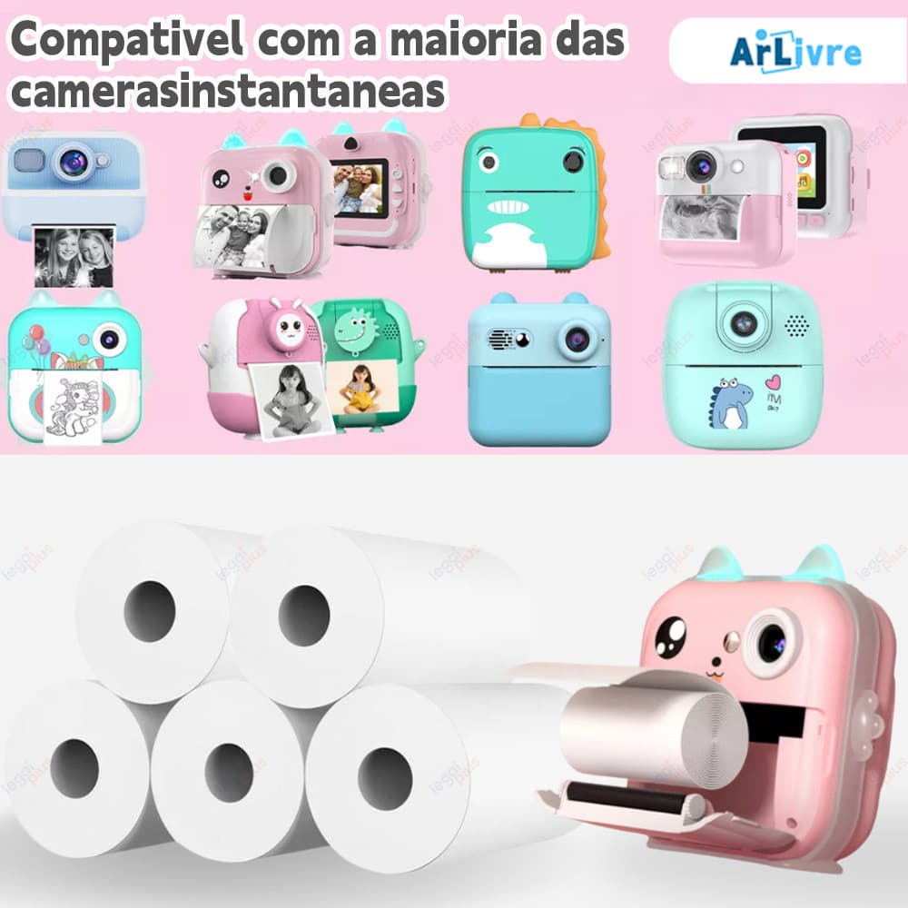 Kit 30 Rolos Refil Papel Câmera Instantânea Mini Impressora Portátil Térmica Etiqueta Maquina Fotográfica Que Imprime