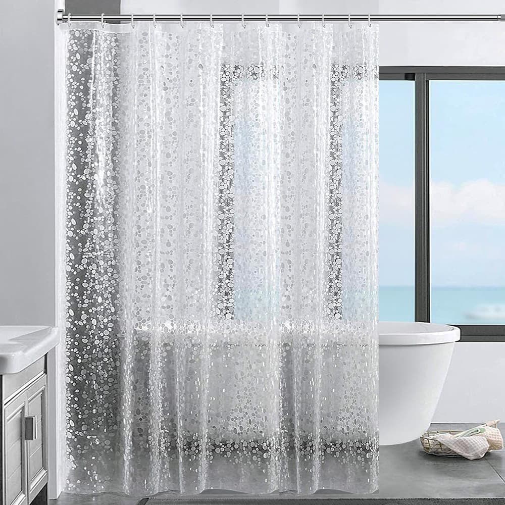 Cortina de chuveiro 3D de luxo à prova d'água, com ganchos, 2m x 1,8m, disponível em várias cores