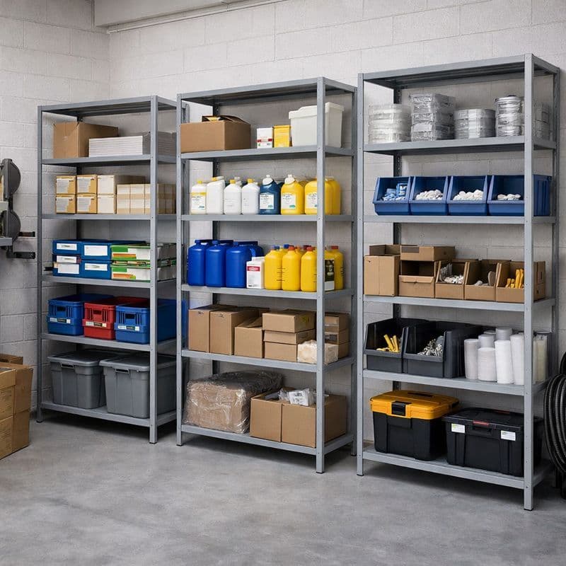 Conjunto 3 Estante Aço Galvanizado Aparador Livros 6 Bandejas 90cm