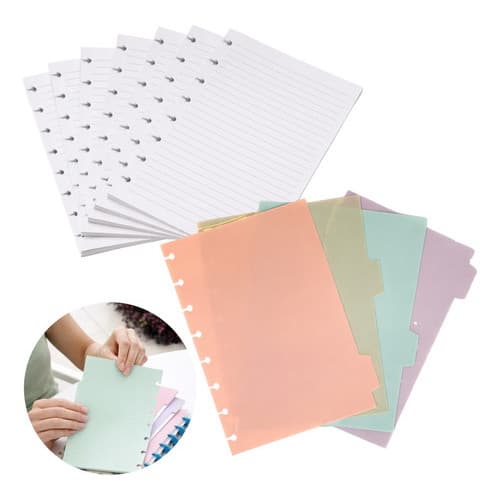 Kit Conjunto Refil + Divisórias de Caderno 08/10/11 Disco Inteligente E Divisórias Tamanho A5/B5/A4