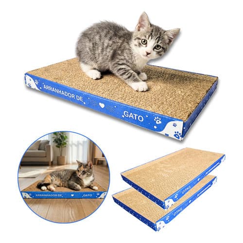 Kit 2x Arranhador Gato Papelão Protetor Sofá Contra Estresse Garras Unhas Afiador Protetor Moveis