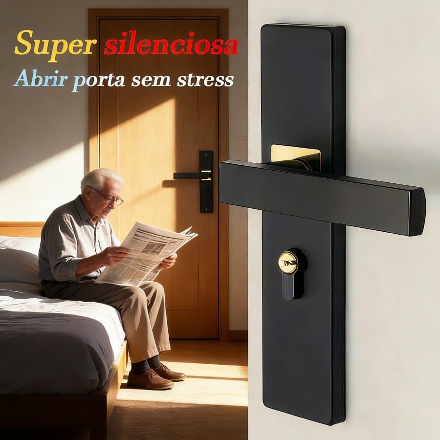 Fechadura de porta preta, maçaneta de porta silenciosa e antiga Com Chaves Quarto E Banheiro