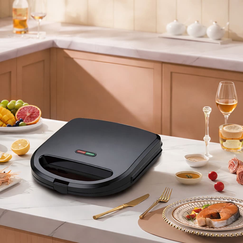 Sanduicheira Elétrica 800W Aquecimento Dos Dois Lados Controle por Termostato Luz Indicadora ON-FE404