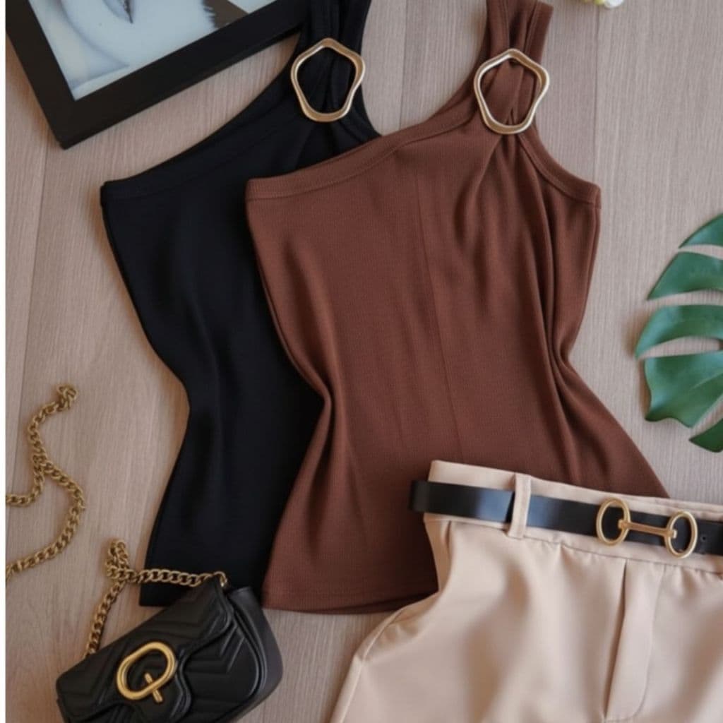 Kit 2 Blusa Regata Feminina Ribana Premium Manga nula ombro Só com Fivela BRASIL P009