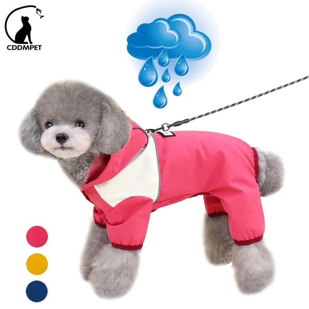 Macacão Impermeável Para Cães Capa De Chuva Cachorro Pequenos Reflexiva com Capuz