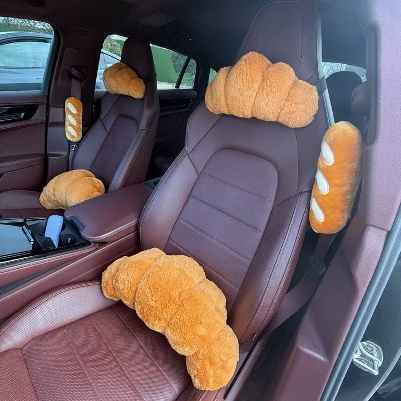Cute Plush Toast Bread Automotive Headrest Neck Pillow Pillow Car Seat Cushion Car Decoration Pillow for Women NKRc