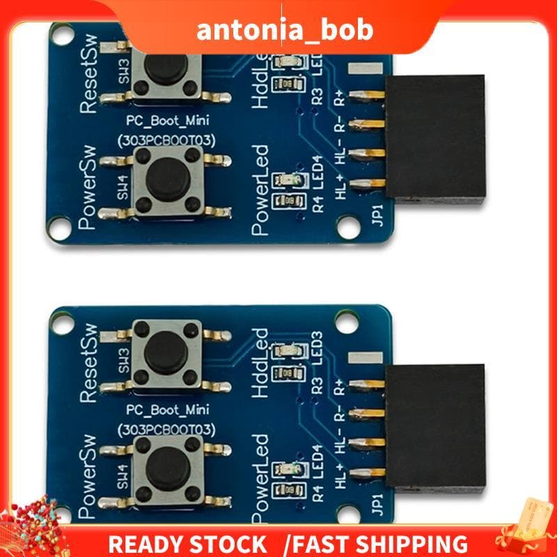 2X PC-Boot-Mini Placa-Mãe Teste 9 Pinos Botão Liga/Desliga Para