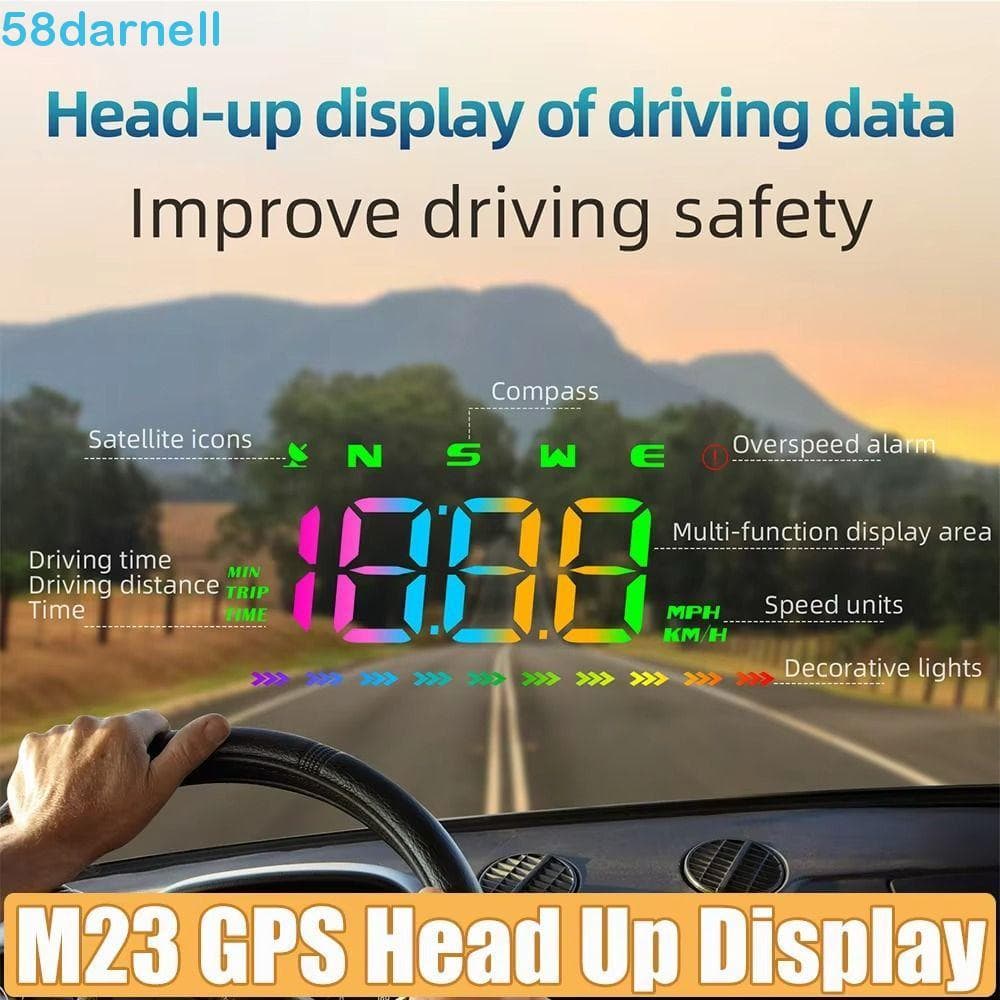 DARNELL Car Head Up Display , Velocímetro Digital HUD Portátil GPS Durável