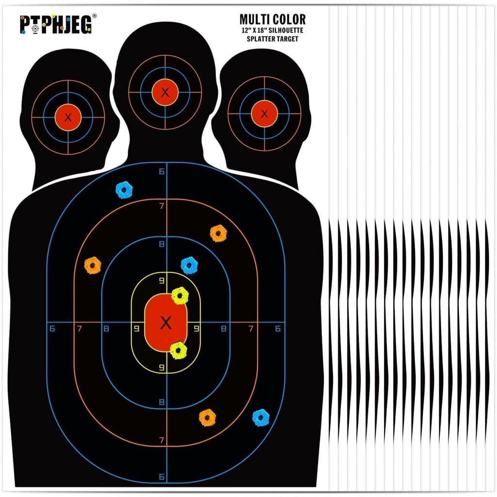 Alvos De Papel 10/25/50 Para Faixas De Pacotes , Massa Caça , Silhueta Com Red Bullseye , Três Pontos De Alvo (12 X 18 P