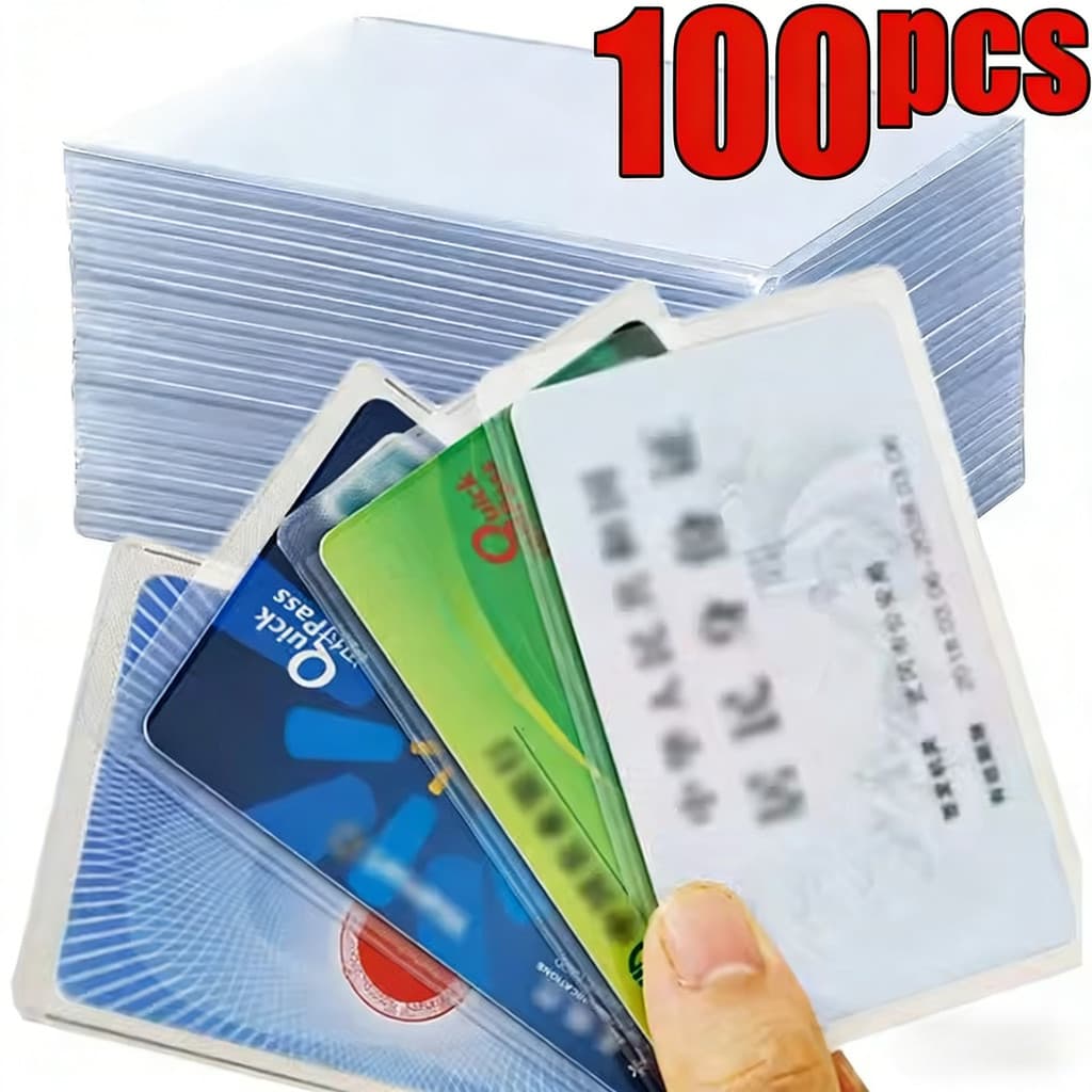Capa Transparente Fosca Para Cartão De Crédito Em PVC-Porta-Cartões De Identificação Com Cobertura Sacos De Armazenament
