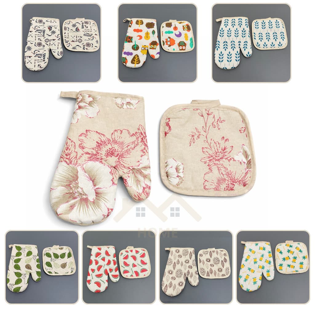 Kit Luva Térmica + Descanso Suporte De Panela Cozinha Pegador Térmico Forno