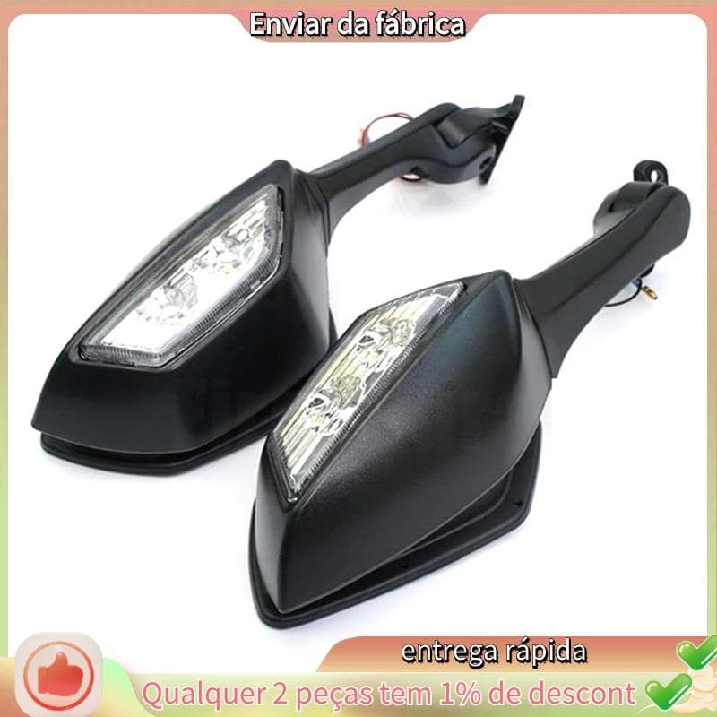 Espelhos Retrovisores Laterais Para Motocicleta Com Luz De Seta LED-10R ZX10R 10R 2011-2014