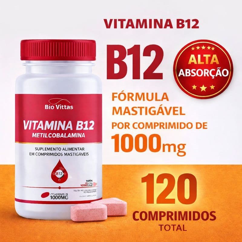 Vitamina B12 Metilcobalamina - Mastigável/Sublingual Bio Vittas: Energia e Saúde em Cada Comprimido